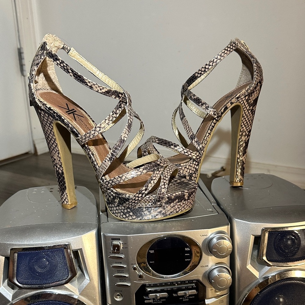 Kardashian Kollection Snake Print Heels, 6 inches